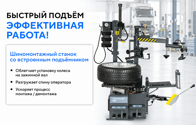 Станок шиномонтажный автомат, двухскоростной, 380 В, серый NORDBERG 4646N