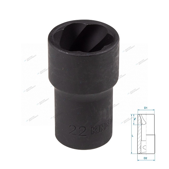 Головка для поврежденного крепежа 1/2"", 22 мм