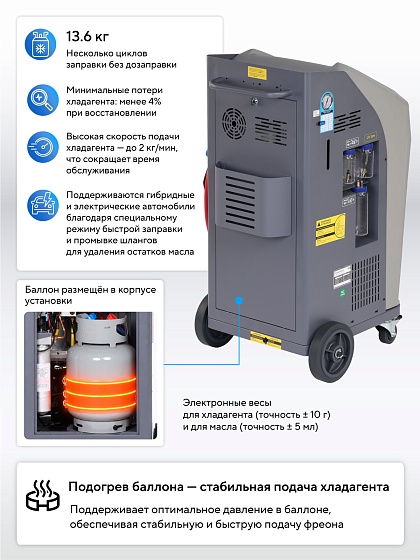 Установка автомат для заправки автомобильных кондиционеров с принтером и тестом утечки NORDBERG NF16