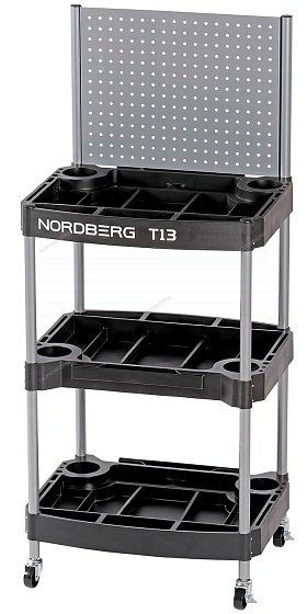 Тележка инструментальная, 3 пластиковые полки, с перфорацией NORDBERG T13