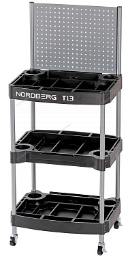 Тележка инструментальная, 3 пластиковые полки, с перфорацией NORDBERG T13 фото