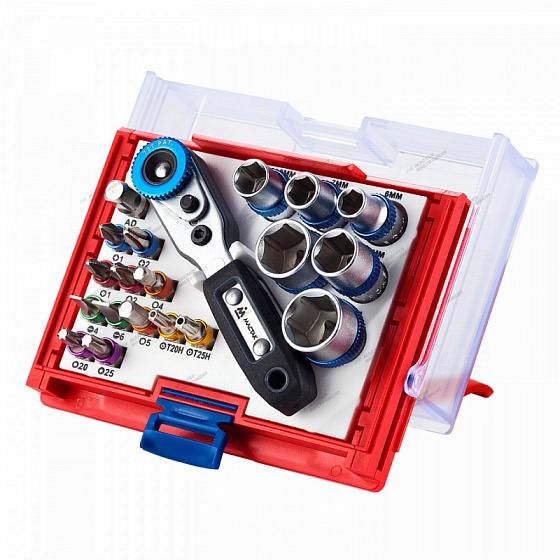 Набор вставок (бит) 1/4"", TORX, HEX, PZ, PH, SLOT, 20 предметов