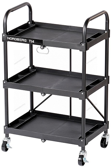 Тележка инструментальная, 3 пластиковые полки, складная NORDBERG T14